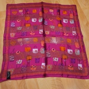 Adrienne Vittadini Purse Pattern Purple And Orange Silk Scarf
